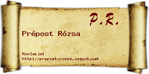 Prépost Rózsa névjegykártya